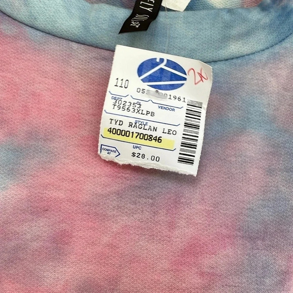 Lovely Souls Blue Pink Tie Dye Raglan Short Sleeved T-shirt - Picture 5 of 9